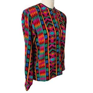 Jordan Multicolored Top Blouse Size S Long Sleeves Vintage 1980s